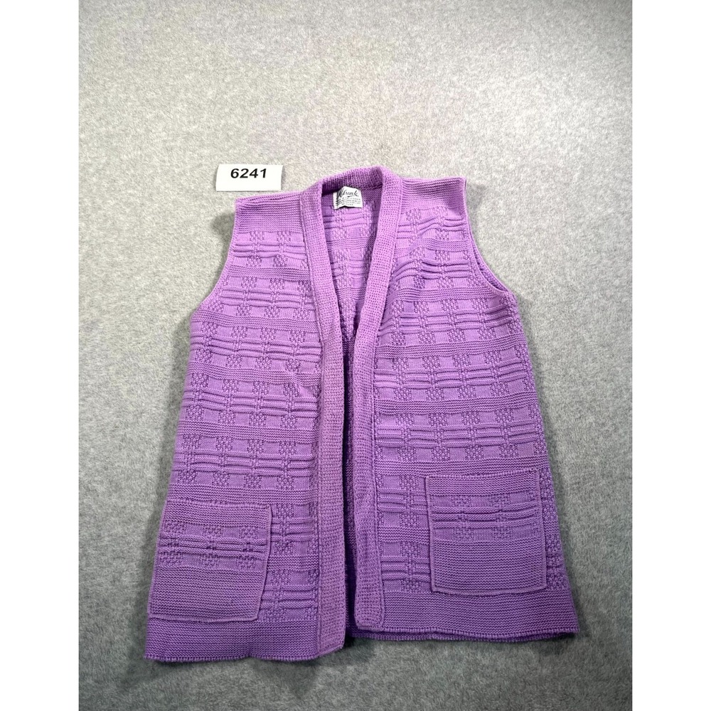 Vintage Milrank Cardigan‎ Sweater Vest Womens XL Purple Tight Knit Button Front